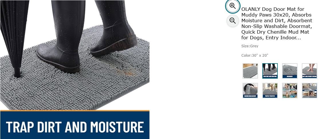 dog door mat for muddy paws 30x20, absorbs moisture and dirt, absorbent non slip washable doormat, quick dry chenille mud mat for dogs, entry indoor entryway carpet for inside floor 2