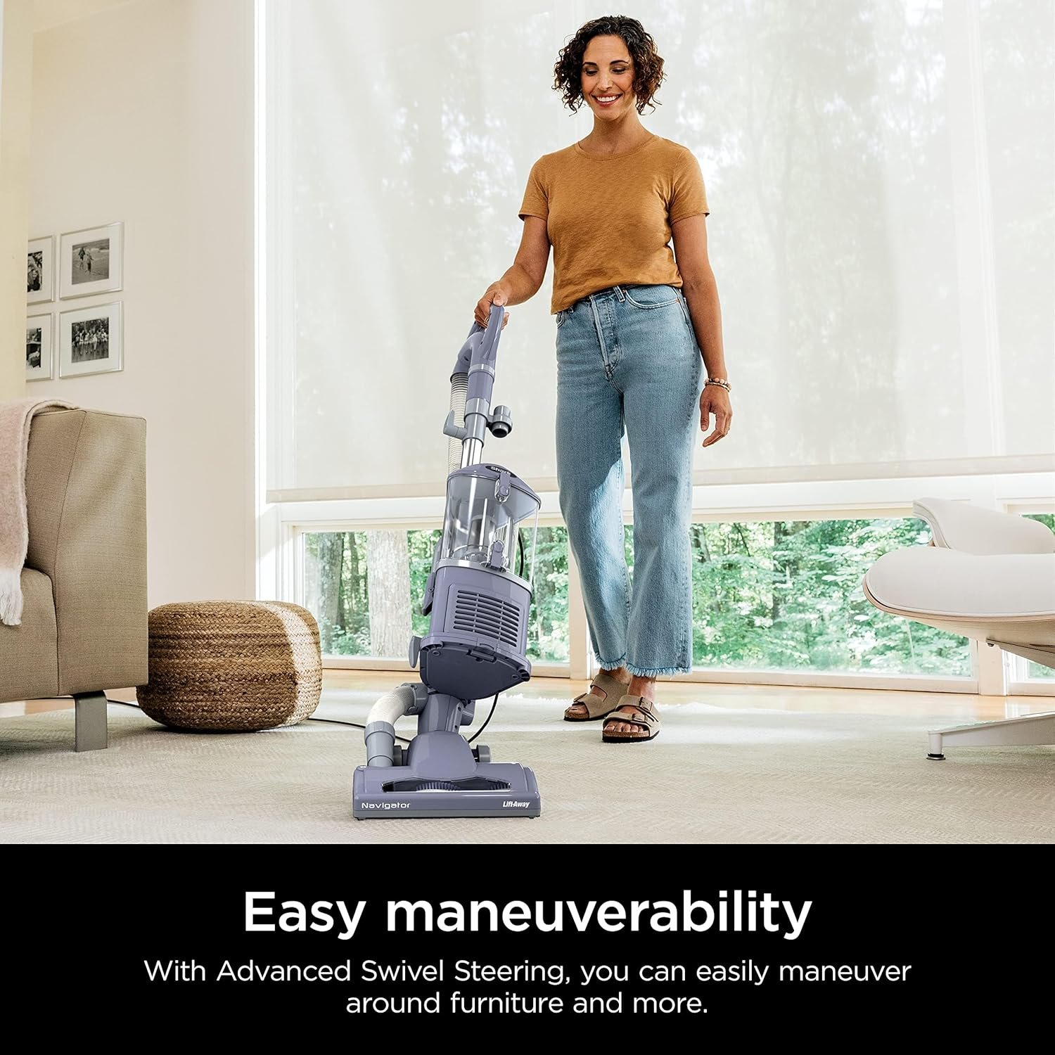 shark nv352 navigator lift away upright vacuum, hepa filter, anti allergen technology, swivel steering, ideal for carpet, stairs, & bare floors, with wide upholstery & crevice tools, lavender