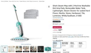 Shark Steam Mop with 2 Machine Washable Dirt Grip Pads, Removable Water Tank, Lightweight, Steam Cleaner for sealed Hard Floors